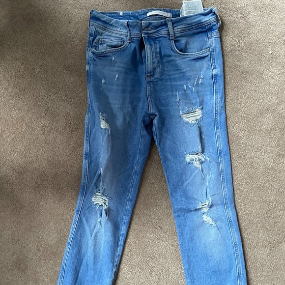 Zara size 4 Frayed Distressed Denim - Picture 2 of 4